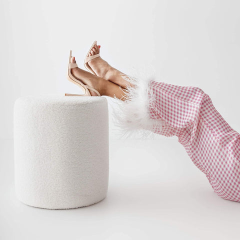 Pink Gingham Feathered Sleepwear Set