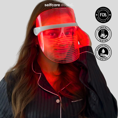 Woman wearing Selfcare Social LED Mask Australia