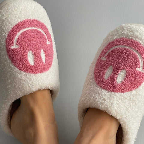Customer wearing the "Comfiest & Cutest" Smile Slippers from Selfcare Social, Australia 